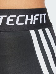 adidas Black Techfit Compression Training 3-Stripes Short Tights - Image 4 of 5