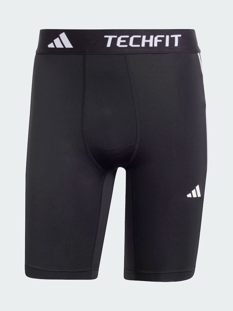 adidas Black Techfit Compression Training 3-Stripes Short Tights - Image 5 of 5