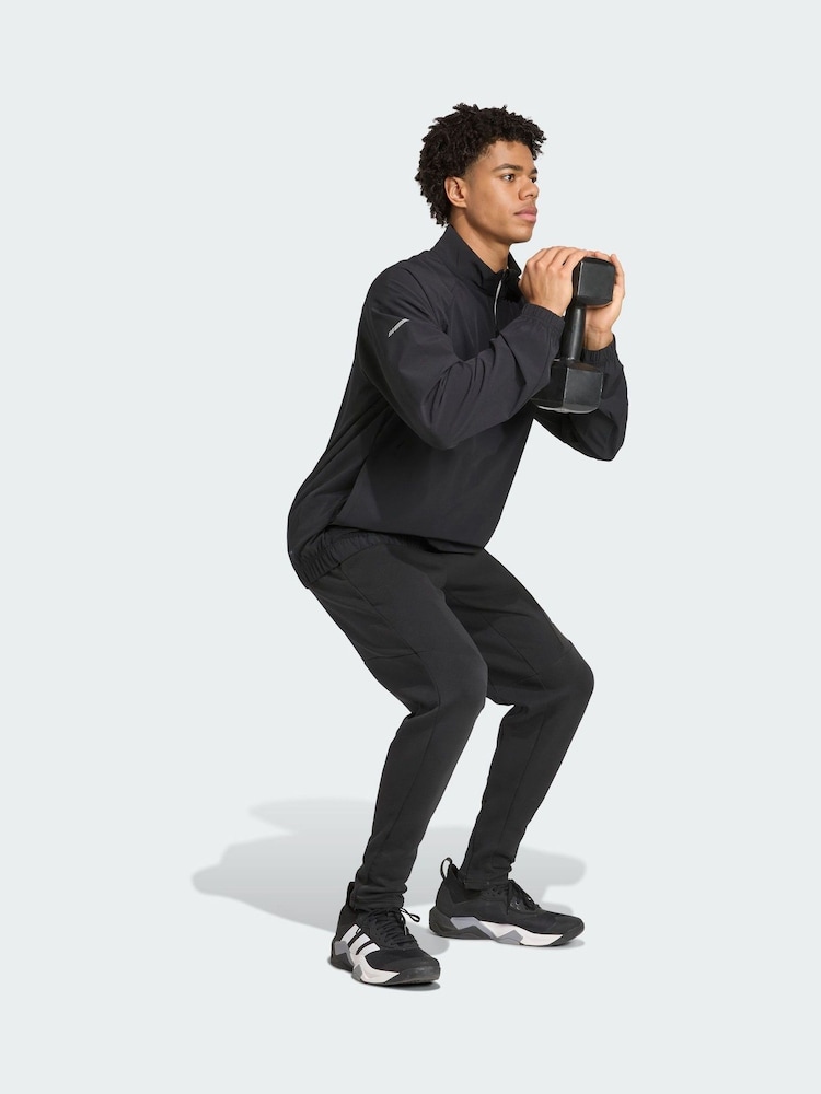 adidas Black Training Essentials Holiday Pack1/4 Zip Sweat top - Image 1 of 5 adidas Black Training Essentials Holiday Pack1/4 Zip Sweat top - Image 1 of 5