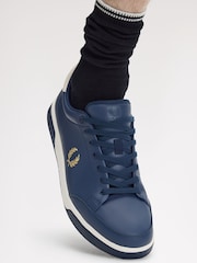 Fred Perry Blue B301 Leather Trainers - Image 2 of 8
