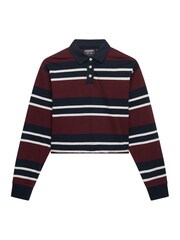 Superdry Burgundy Red Athletic Essential Cropped Stripe Rugby Shirt - Image 6 of 6