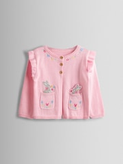 조조 마망 베베 버니 펫 인 포켓 자수 프릴 카디건 - 4의 이미지 1