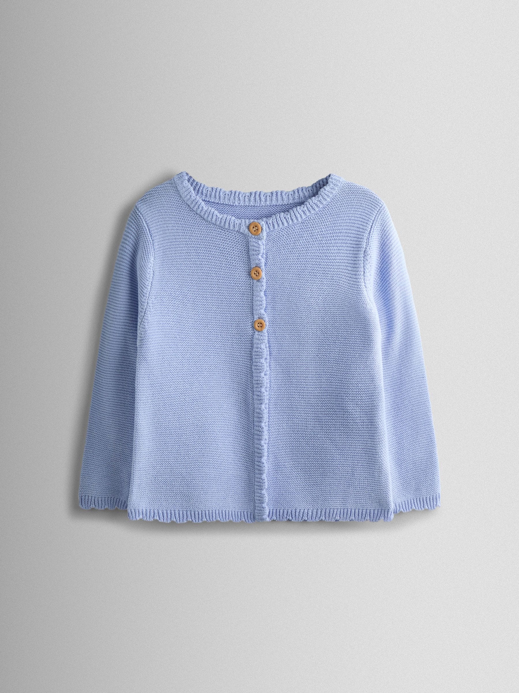 Jojo Maman Bébé Blue Cornflower Classic Cotton Scallop Cardigan