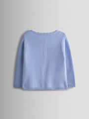 Cornflower Blue - JoJo Maman Bébé クラシック・コットンスカラップデザイン・カーディガン - 画像 2 / 3