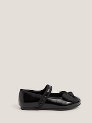 Monsoon Black Bow Patent Strap Ballet Flats - Image 1 of 3
