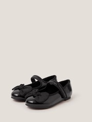 Monsoon Black Bow Patent Strap Ballet Flats - Image 2 of 3