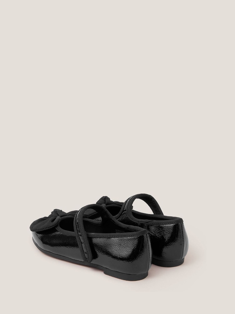 Monsoon Black Bow Patent Strap Ballet Flats - Image 3 of 3