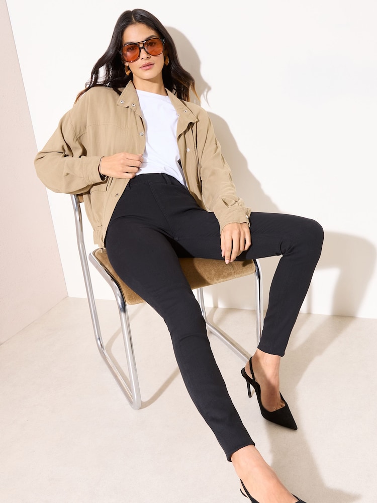 Friends Like These Black Elasticated Waist Denim Jeggings - Image 2 of 5