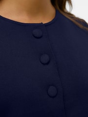 VERO MODA Blue Button Front Fine Knit Waistcoat - Image 4 of 5