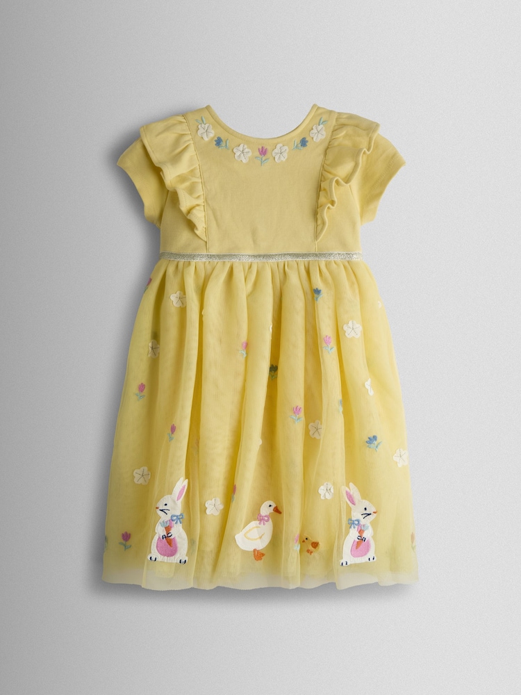 JoJo Maman Bébé Mid Yellow Easter Appliqué Tulle Party Dress - Image 1 of 4 JoJo Maman Bébé Mid Yellow Easter Appliqué Tulle Party Dress - Image 1 of 4