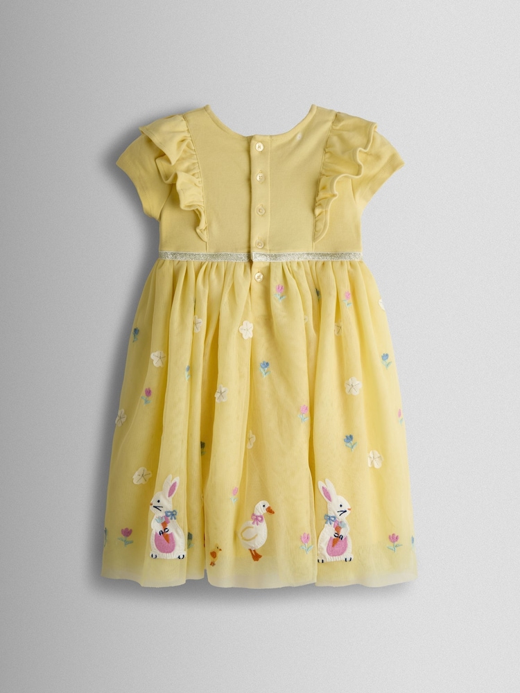 JoJo Maman Bébé Mid Yellow Easter Appliqué Tulle Party Dress - Image 2 of 4 JoJo Maman Bébé Mid Yellow Easter Appliqué Tulle Party Dress - Image 2 of 4