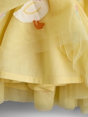 JoJo Maman Bébé Mid Yellow Applique Tulle Party Dress - Image 3 of 4
