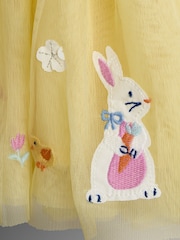 JoJo Maman Bébé Yellow Duck & Bunny Appliqué Tulle Party Dress - Image 6 of 6