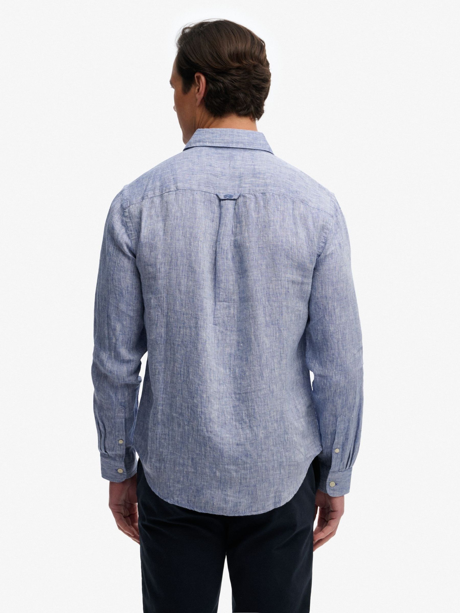 Buy Superdry Blue Riviera Long Sleeve Linen Shirt from Next USA
