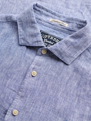 Superdry Blue Riviera Long Sleeve Linen Shirt - Image 7 of 7