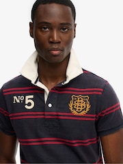 Superdry Red Double Emblem Jersey Short Sleeve Rugby Shirt - Image 1 of 4