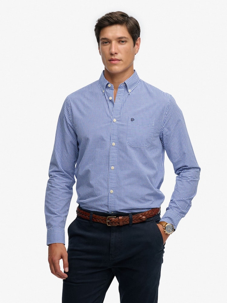 Superdry Blue Prepply Poplin Long Sleeve Shirt - Image 2 of 5