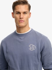 Superdry Blue Merchant Store Crew Sweatshirt - Image 4 of 7