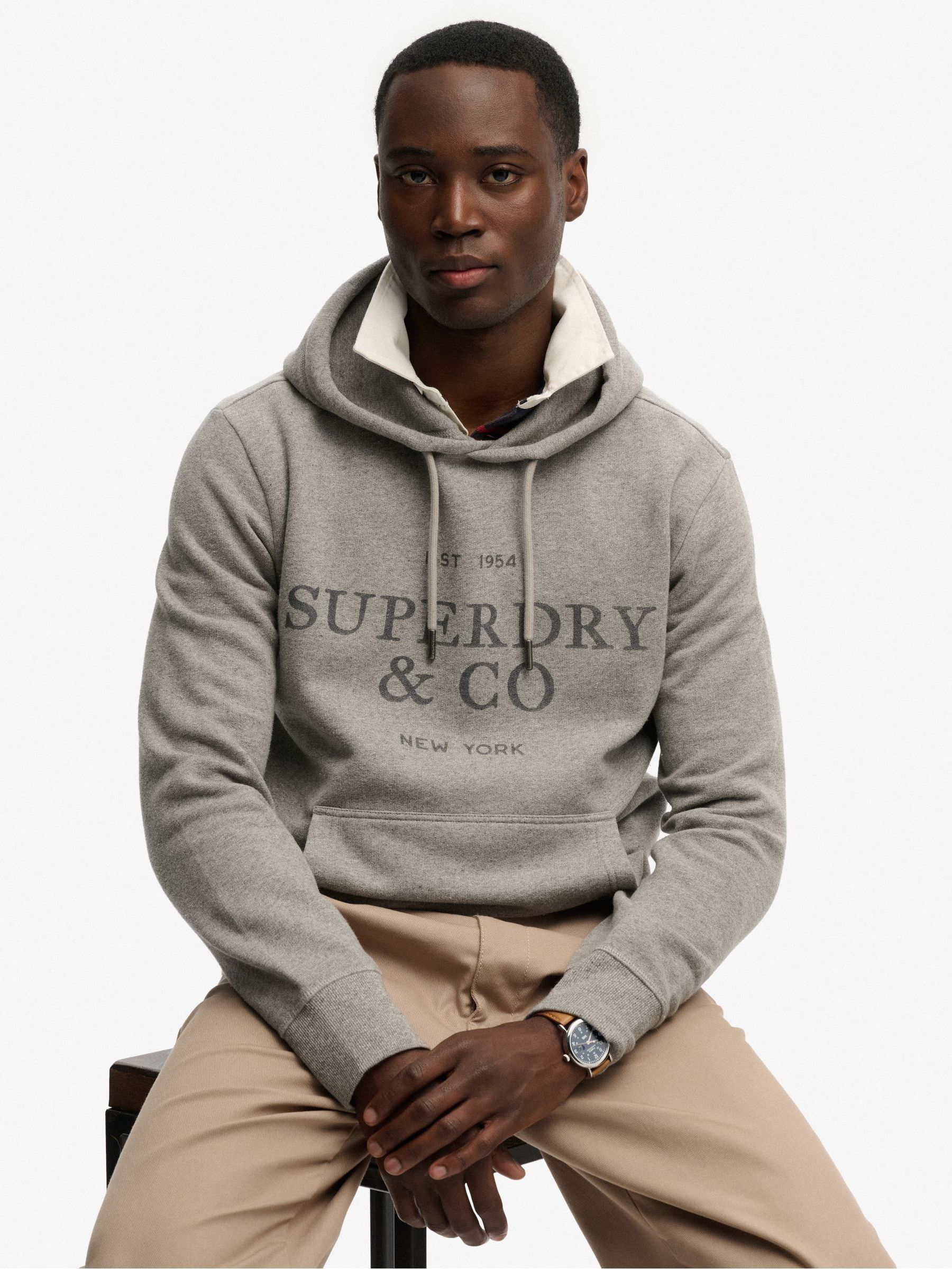 Superdry Grey Hooded Sweatshirt 1954 Company - Image 2