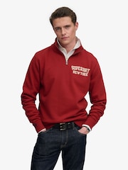 Superdry Red Athletic Half-Zip Sweat Top - Image 1 of 3
