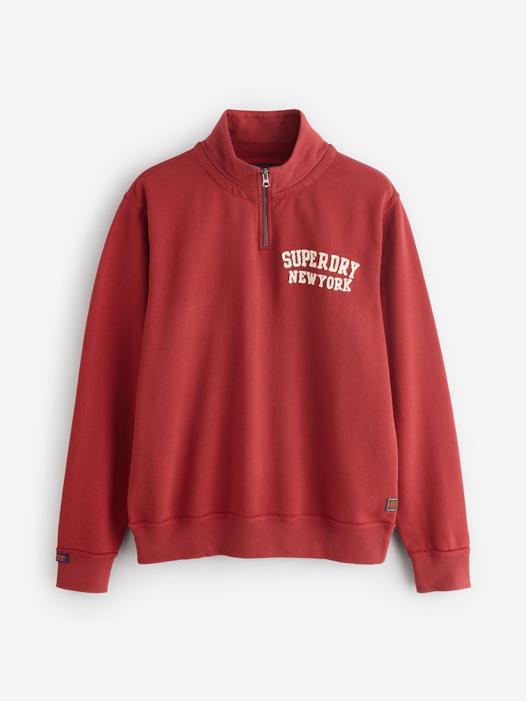 Superdry Red Athletic Half-Zip Sweat Top - Image 2 of 3