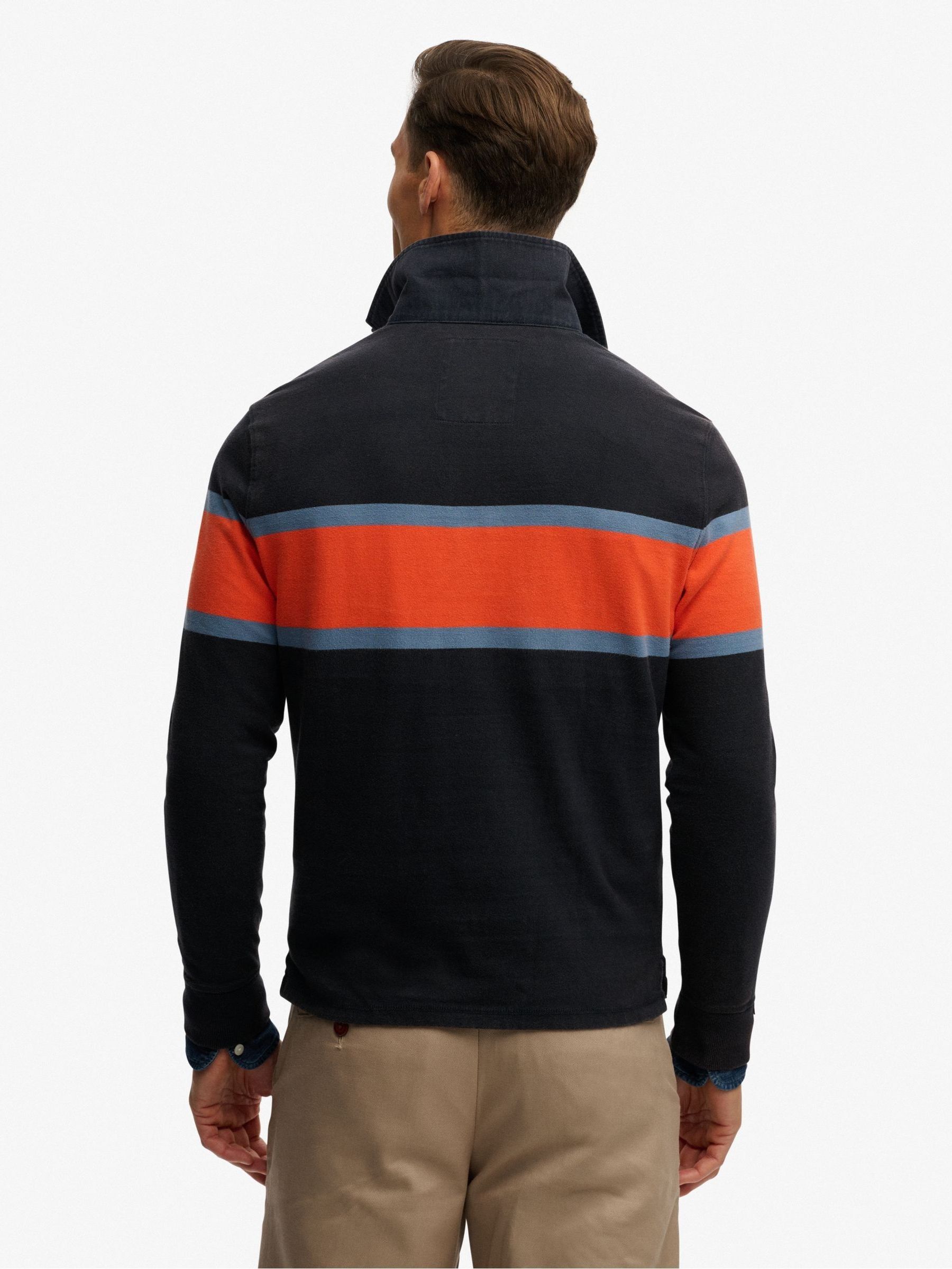 Buy Superdry Navy Blue Orange Stripe Vintage Athletic Stripe Rugby