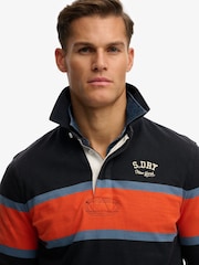 Superdry Blue Vintage Athletic Stripe Rugby Shirt - Image 4 of 5