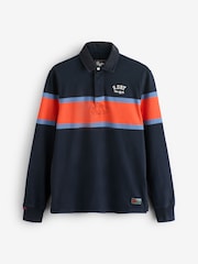 Superdry Blue Vintage Athletic Stripe Rugby Shirt - Image 6 of 7