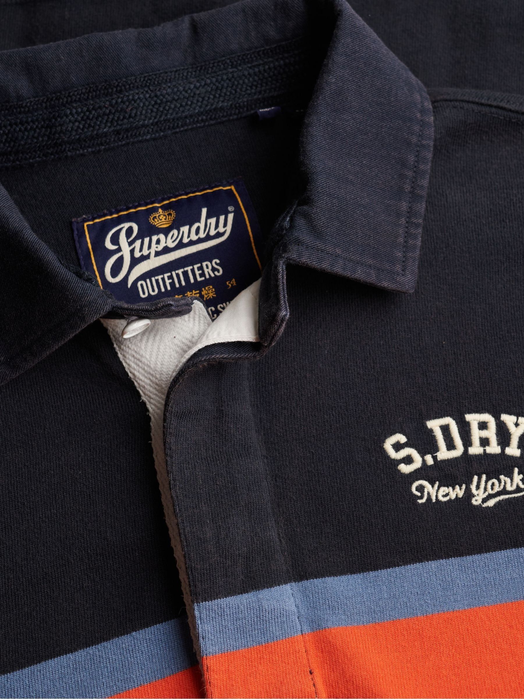Buy Superdry Navy Blue Orange Stripe Vintage Athletic Stripe Rugby
