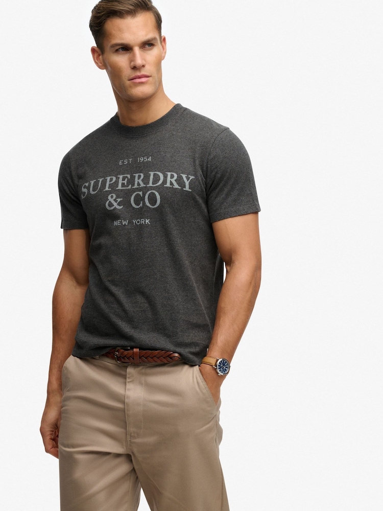 Superdry Grey Company Relaxed T-Shirt - Image 1 of 7