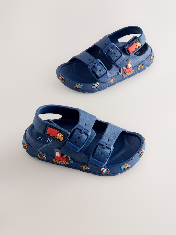 Navy Transport Double Buckle Ankle Strap EVA Sandals - Image 1 of 5 Navy Transport Double Buckle Ankle Strap EVA Sandals - Image 1 of 5