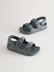 Charcoal Grey Double Buckle Ankle Strap EVA Sandals - Image 1 of 6