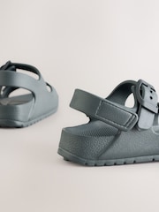 Charcoal Grey Double Buckle Ankle Strap EVA Sandals - Image 2 of 6