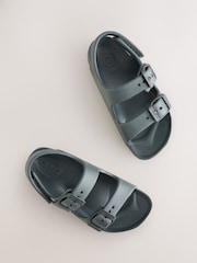 Charcoal Grey Double Buckle Ankle Strap EVA Sandals - Image 3 of 6