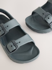 Charcoal Grey Double Buckle Ankle Strap EVA Sandals - Image 4 of 6