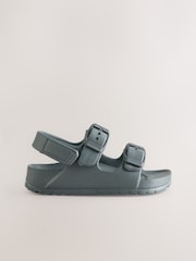 Charcoal Grey Double Buckle Ankle Strap EVA Sandals - Image 5 of 6