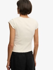 Superdry Cream Athletic Essential Square Neck T-Shirt - Image 3 of 5