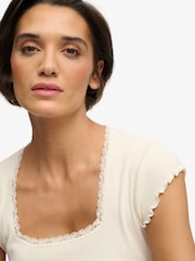 Superdry Cream Athletic Essential Square Neck T-Shirt - Image 4 of 5