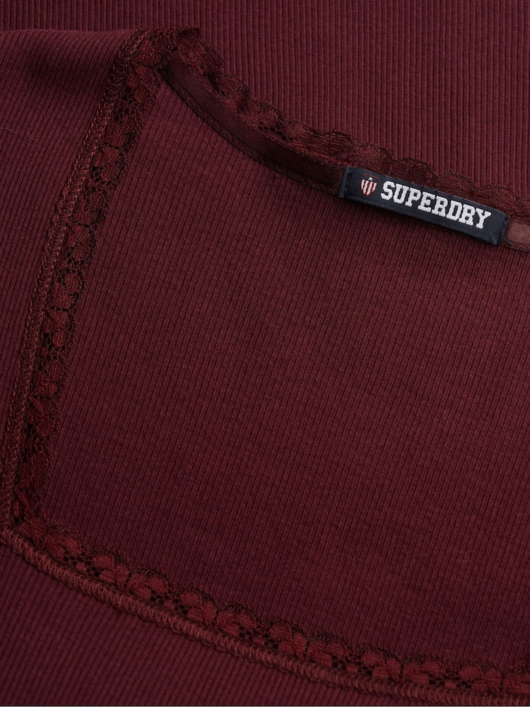 Superdry Burgundy Red Athletic Essential Square Neck T-Shirt - Image 2 of 2