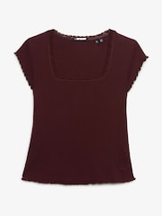 Superdry Burgundy Red Athletic Essential Square Neck T-Shirt - Image 6 of 7