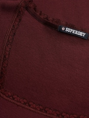 Superdry Burgundy Red Athletic Essential Square Neck T-Shirt - Image 7 of 7