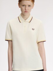 Fred Perry Cream Twin Tipped Polo Shirt - Image 3 of 6