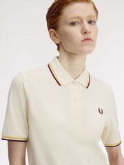 Fred Perry Cream Twin Tipped Polo Shirt - Image 4 of 6