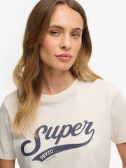 Superdry Cream Varsity Script T-Shirt - Image 3 of 6