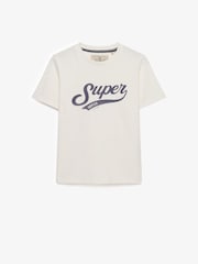 Superdry Cream Varsity Script T-Shirt - Image 5 of 6