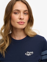 Superdry Navy Varsity Stripe Script T-Shirt - Image 3 of 6