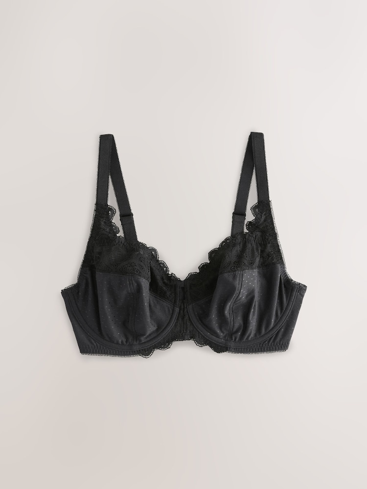 Black/Pink DD+ Non Padded Full Cup Modal & Lace Bras 2 Pack - Image 8 of 8 Black/Pink DD+ Non Padded Full Cup Modal & Lace Bras 2 Pack - Image 8 of 8