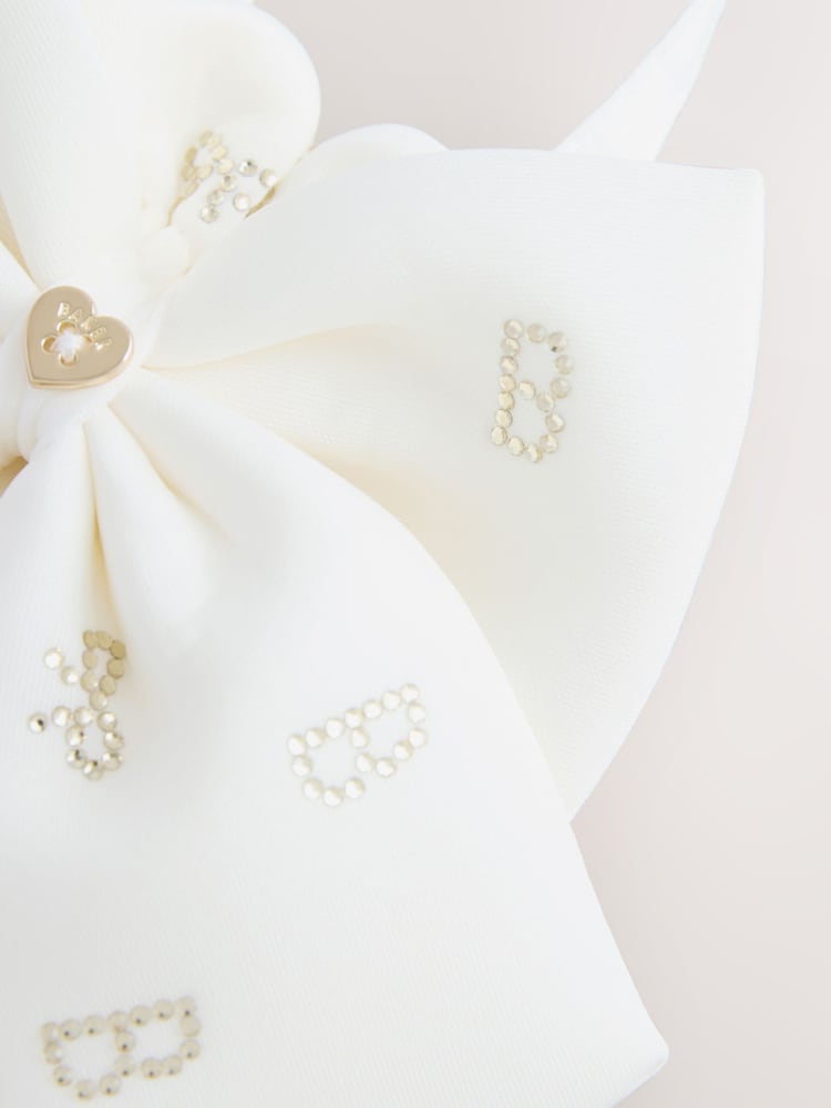 Baker by Ted Baker Ivory Scuba Diamante Bow Pouch Bag - Image 3 of 3