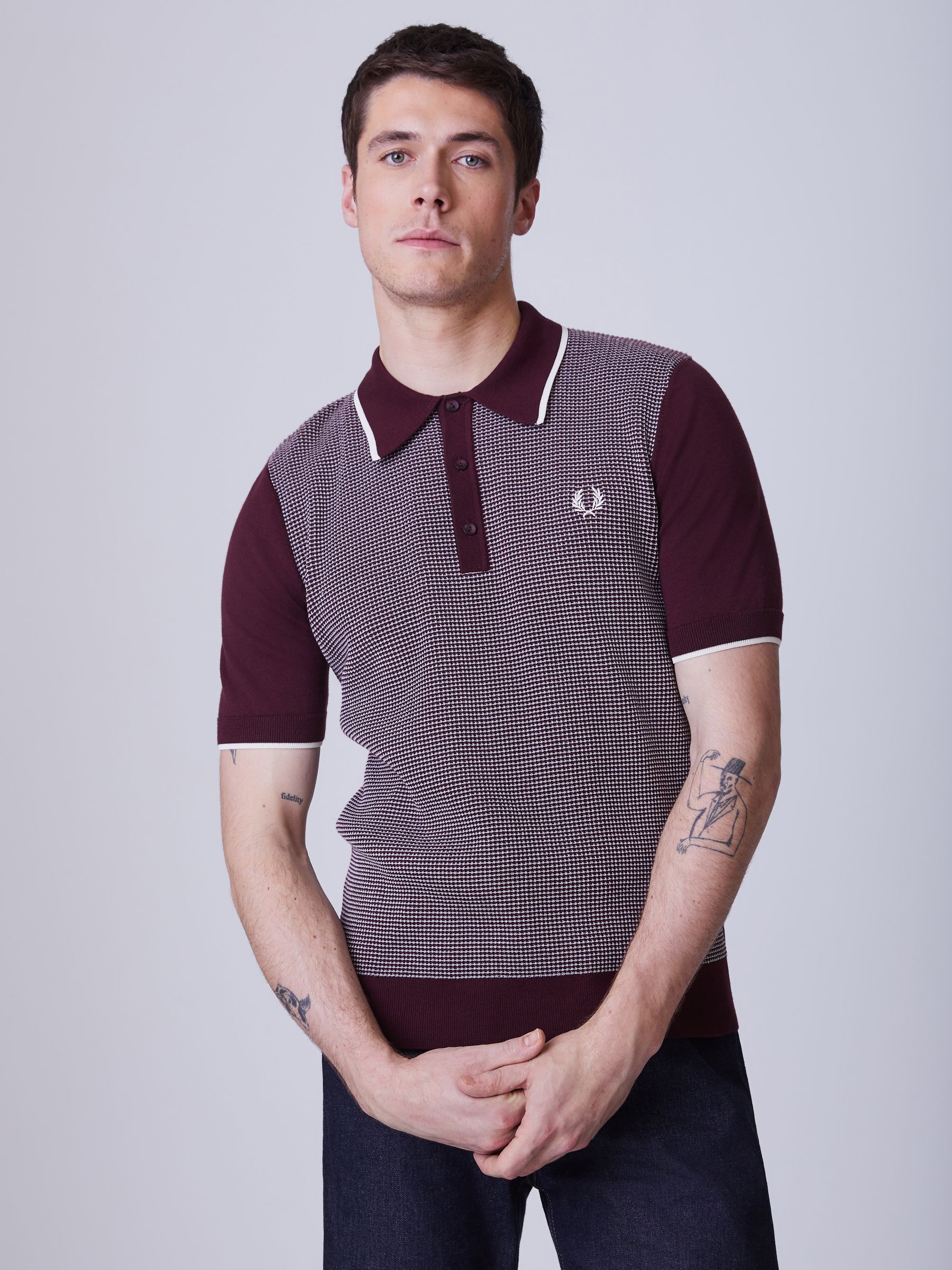 Buy Fred Perry Red Tonic Waffle Knitted Polo Shirt from Next USA