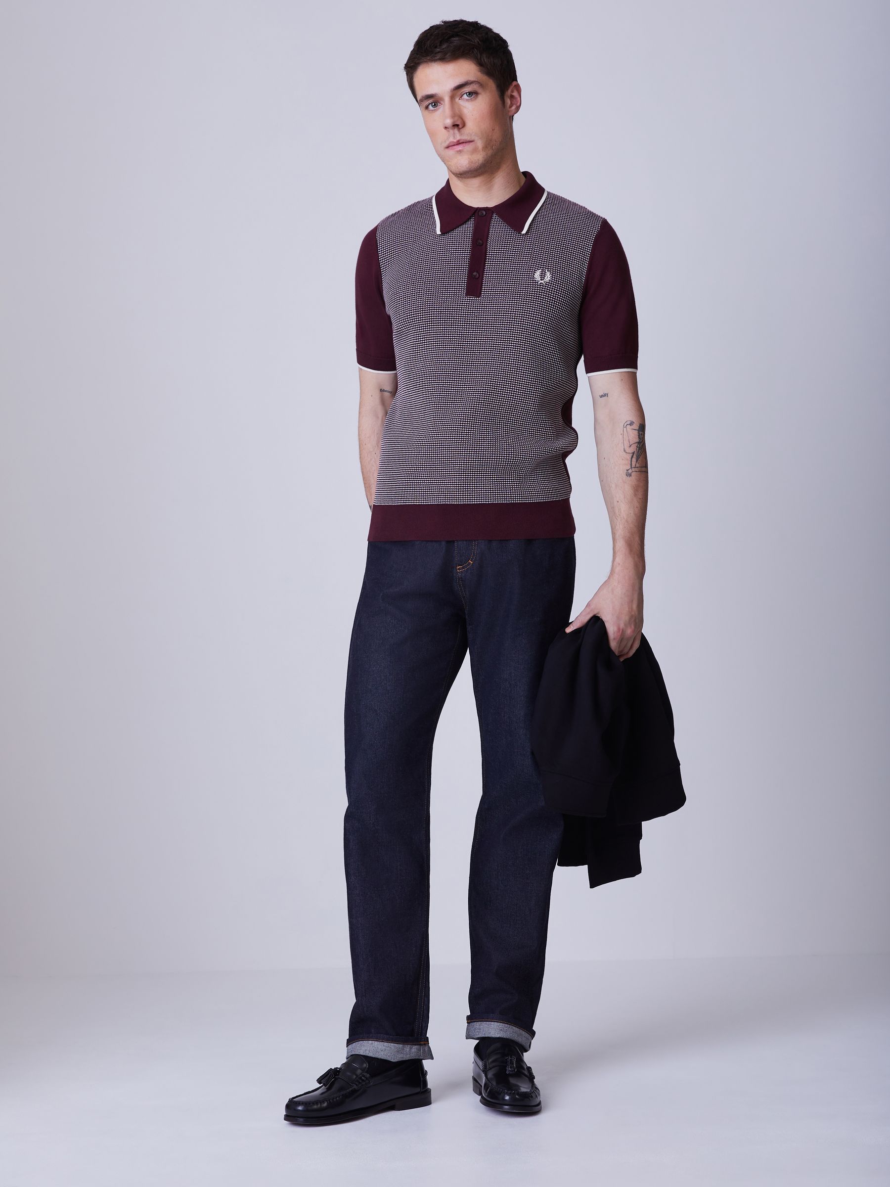 Buy Fred Perry Red Tonic Waffle Knitted Polo Shirt from Next USA